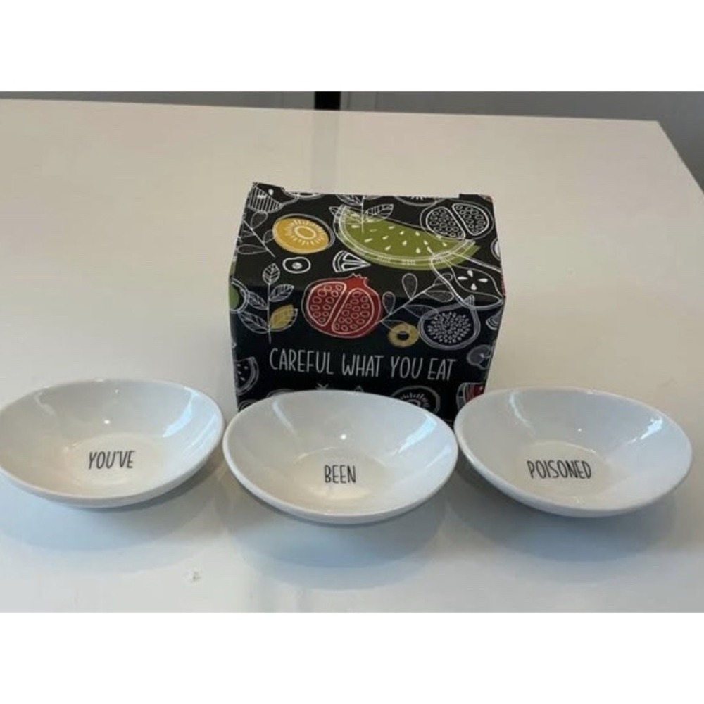 NEW‎ Careful What You Eat Condiment Mini Ramekins Sushi Dipping Dish